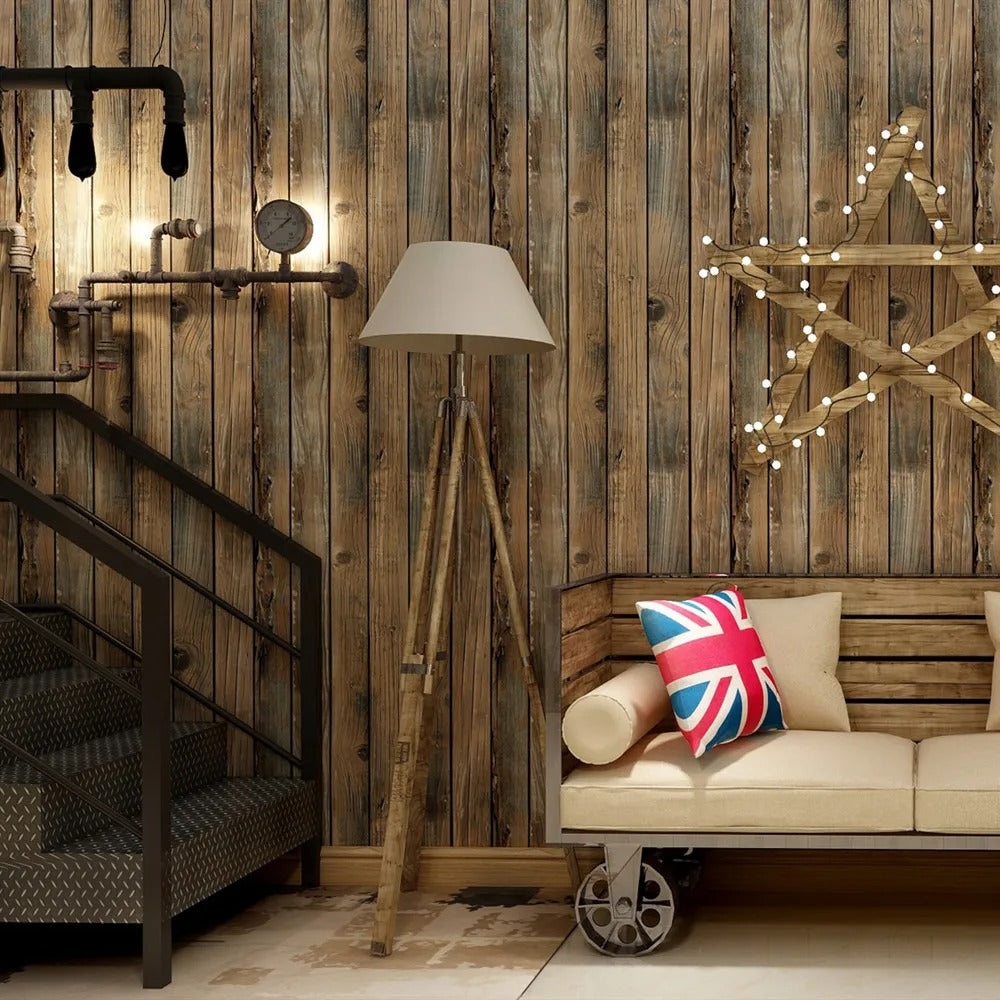 Retro wooden adhesive wallpaper 6mx45cm