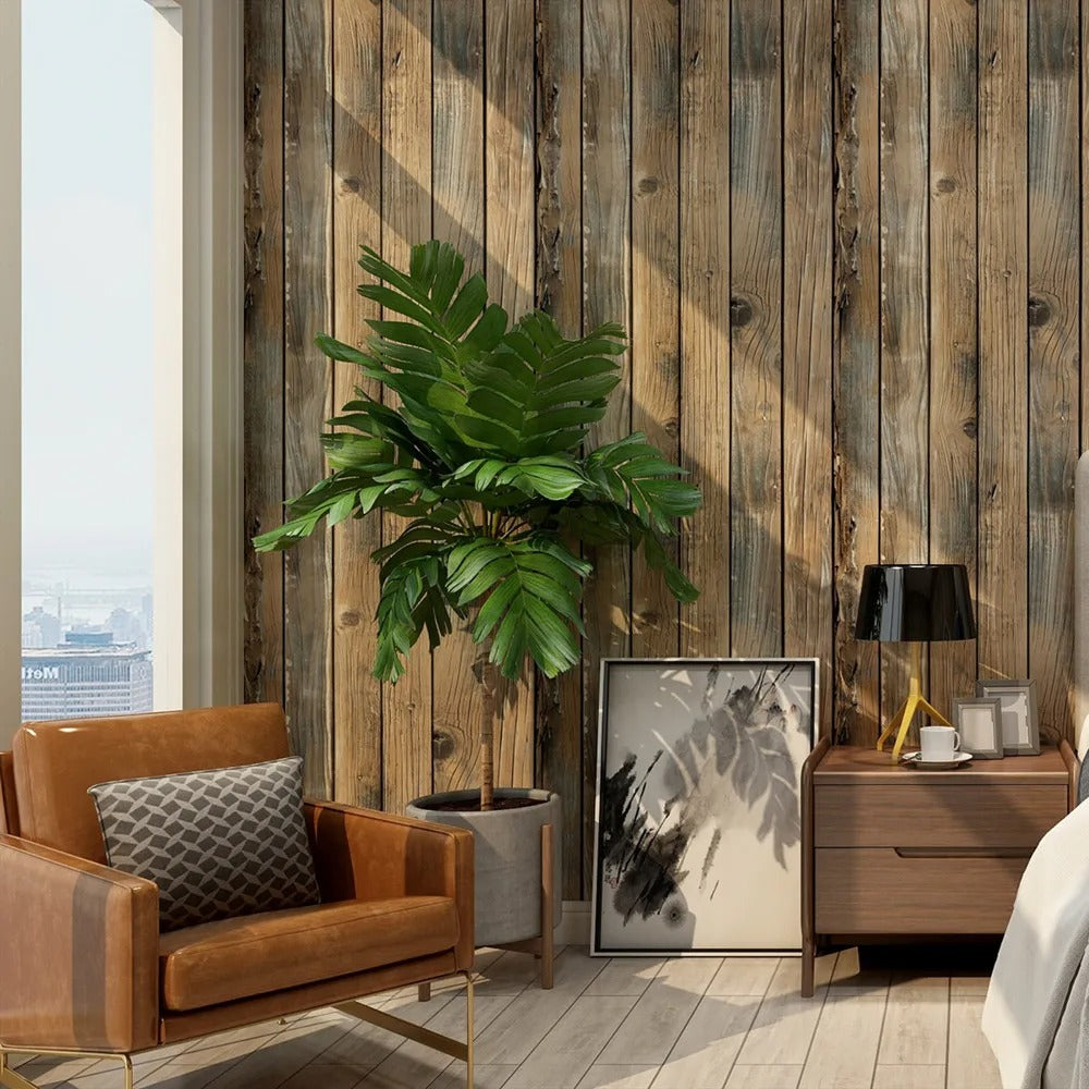Retro wooden adhesive wallpaper 6mx45cm