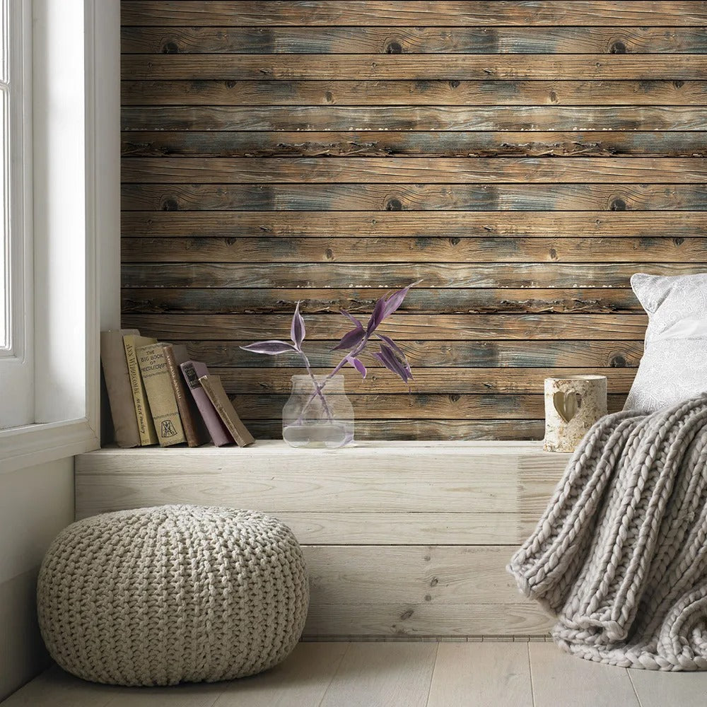 Retro wooden adhesive wallpaper 6mx45cm